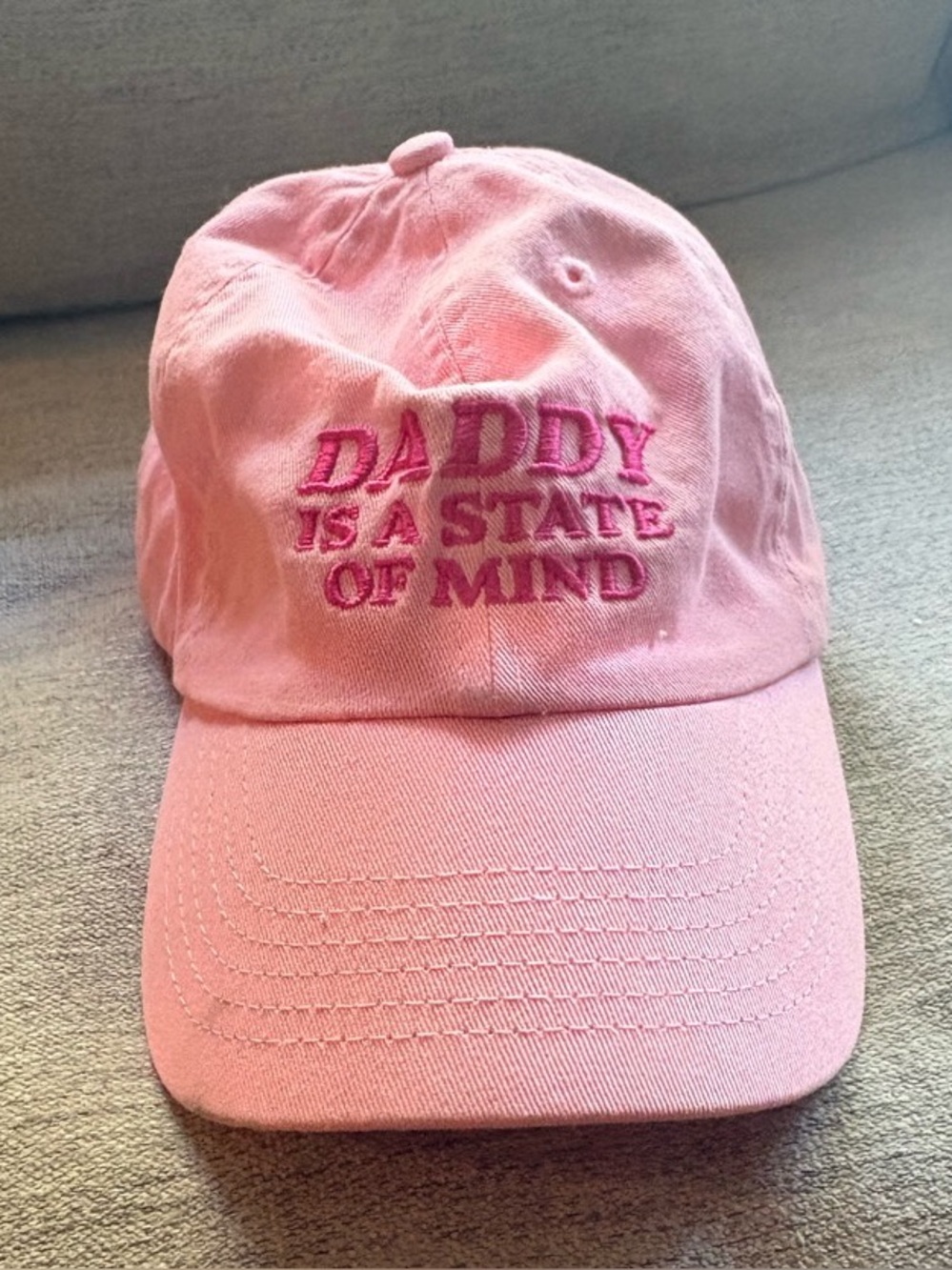 Pink Embroidered 'Daddy Is A State Of Mind' Baseball Cap